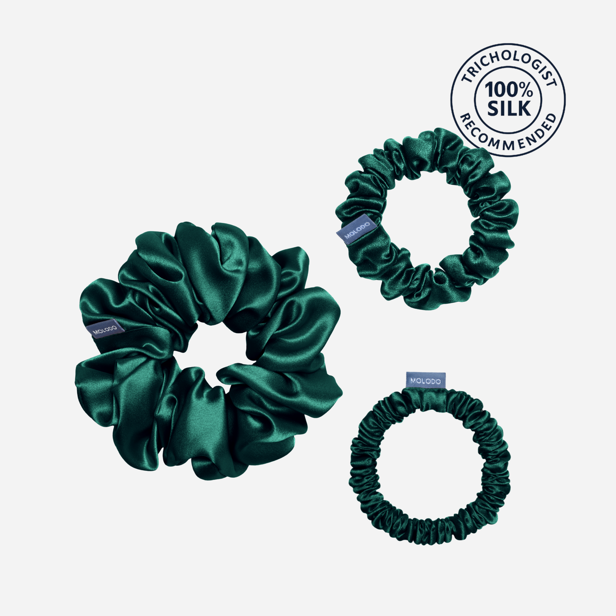 Silk Scrunchie TRIO (3pcs) - EVERGREEN
