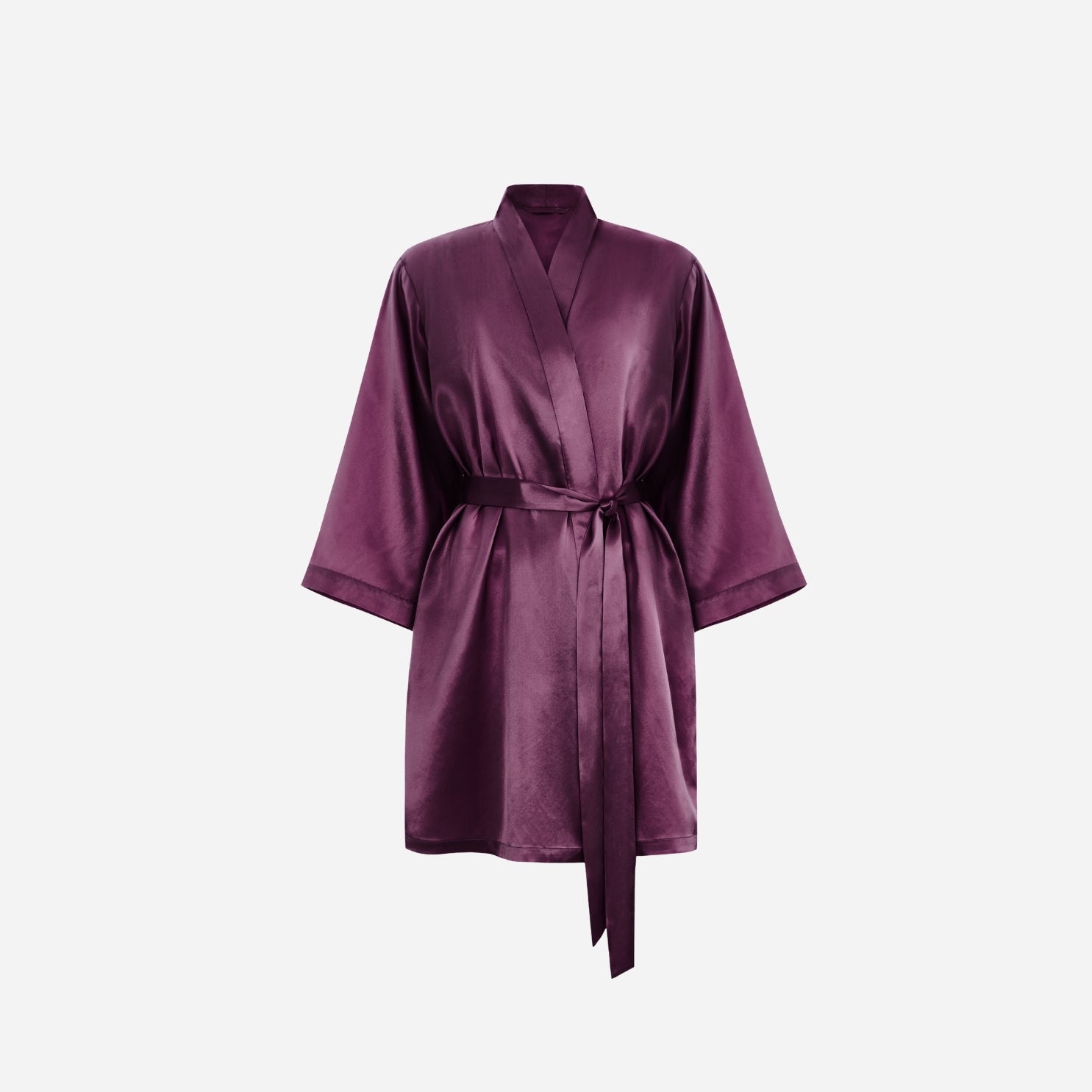Silk Kimono Robe short - Plum
