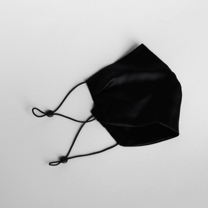 чорна темна шовкова захисна маска з натурального шовку MOLODO з регуляторами довжини резинок