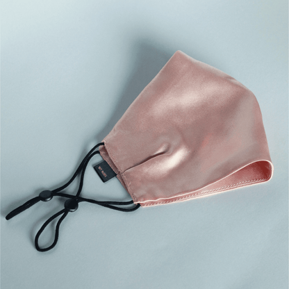 пудрова рожева шовкова захисна маска з натурального шовку MOLODO з регуляторами довжини резинок
