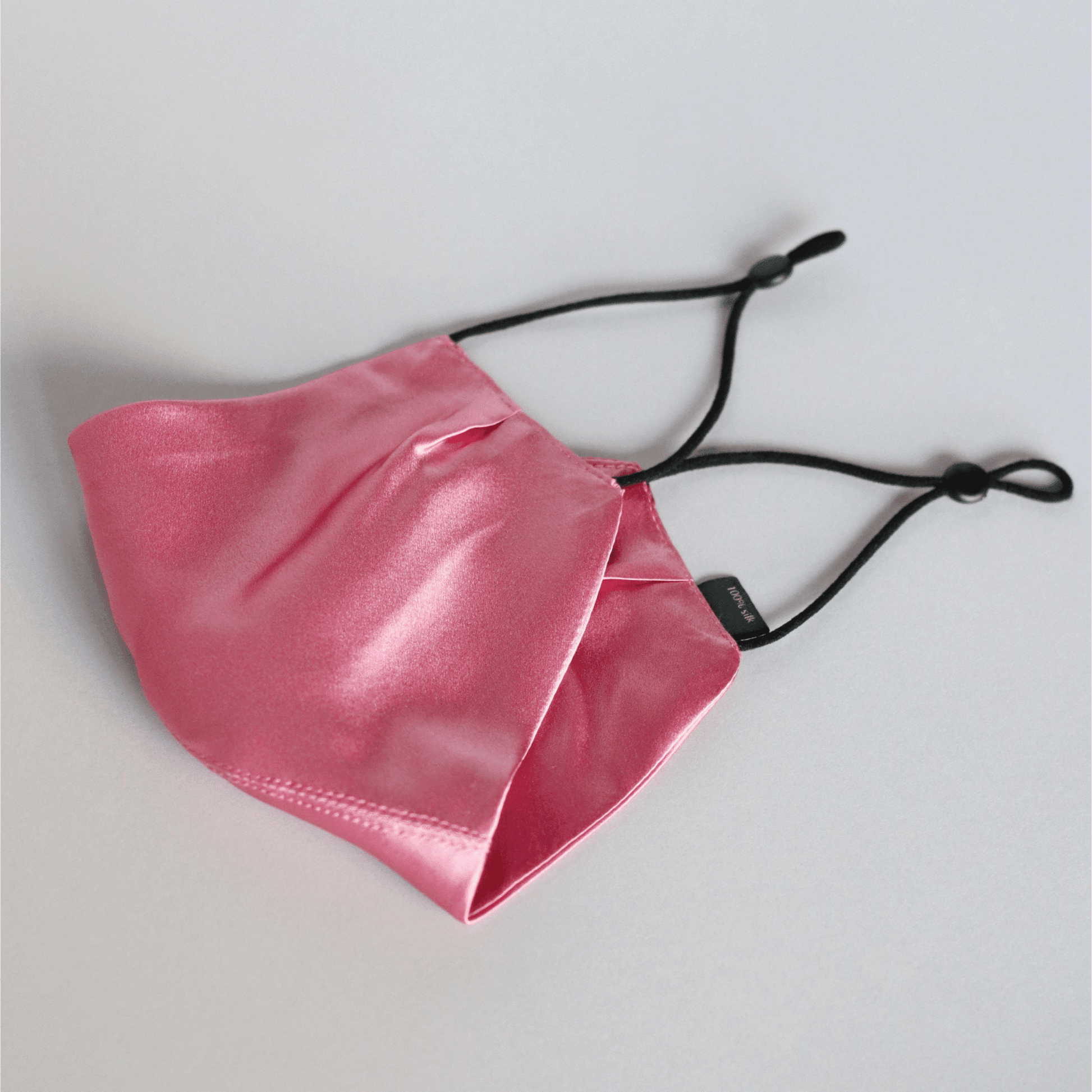 рожева шовкова захисна маска з натурального шовку MOLODO з регуляторами довжини резинок